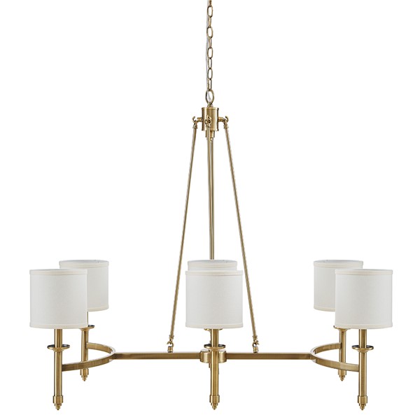 Martha Stewart Elegenza 6-light Chandelier with Fabric Drum Shades in Antique Gold MT150-0080