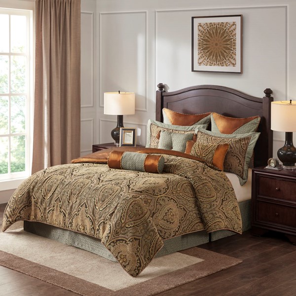 Hampton Hill Canovia Springs Jacquard Comforter Set in Brown, King JLA10-055