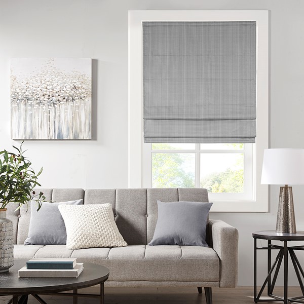 Madison Park Galen Basketweave Cordless Roman Shade Collection in Charcoal, 31x64" MP40-8089