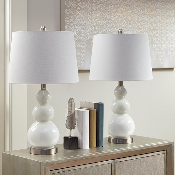 510 Design Covey Curved Glass Table Lamp, Set of 2 in White 5DS153-0008