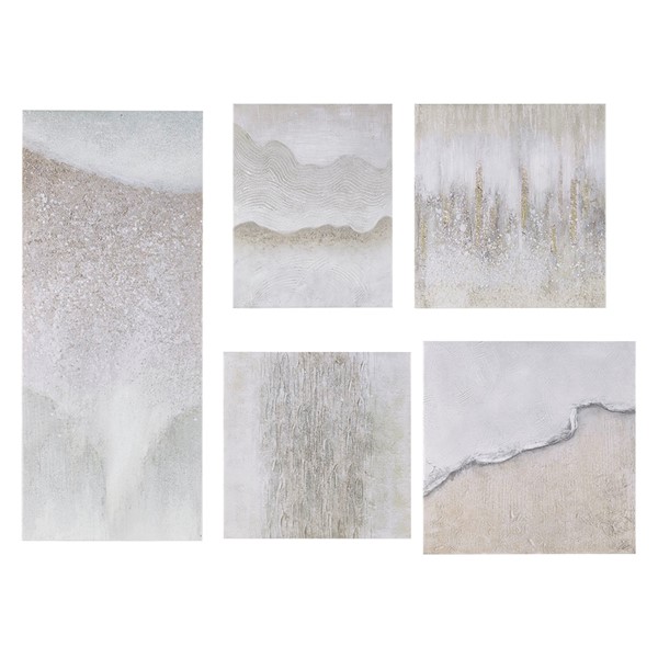 Madison Park Natural Essence Hand Embellished Abstract 5-piece Gallery Canvas Wall Art Set in Neutral MP95C-0300