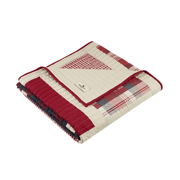 Woolrich Huntington Oversized Cotton Quilted Throw in Red, 50x70" WR50-1783