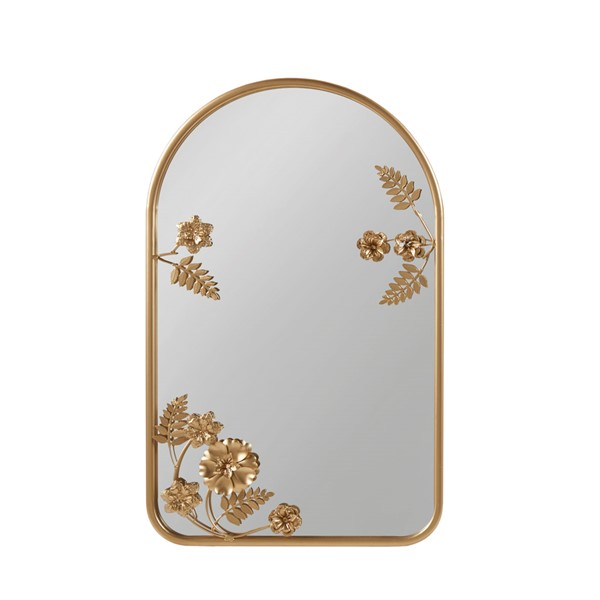 Madison Park Adaline Arched Metal Floral Wall Mirror in Gold, 25.75"H MP95F-0315