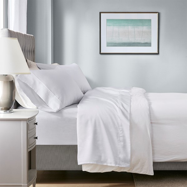 Beautyrest 1000 Thread Count HeiQ Smart Temperature Cotton Blend 4 PC Sheet Set in White, Full BR20-1879