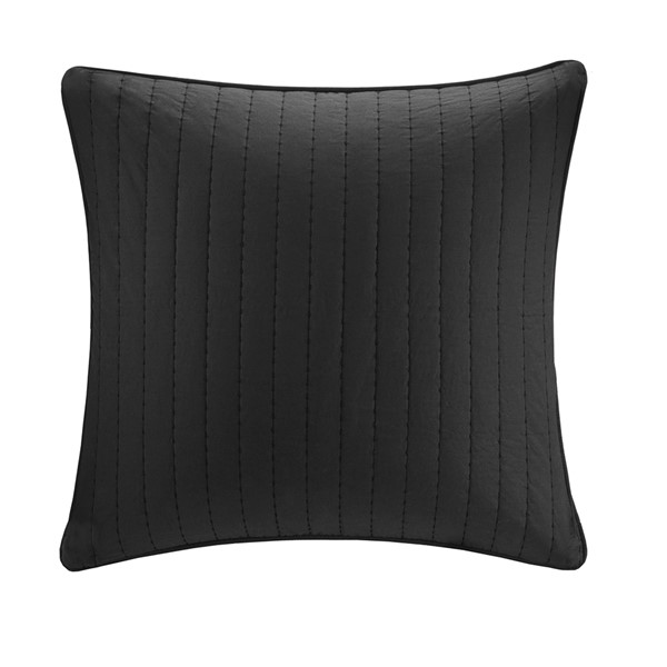 INK+IVY Camila Cotton Quilted Euro Sham in Black, Euro Sham II11-593