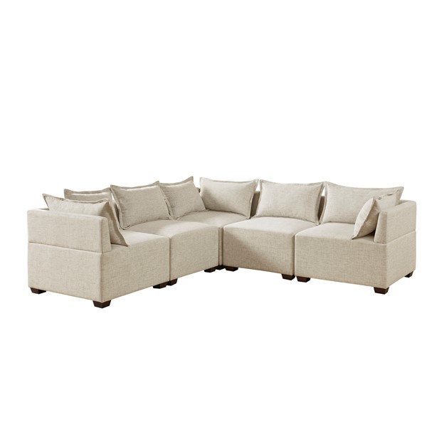 INK+IVY Molly 5-Piece Modular L-Shape Sofa in Linen II100-0558