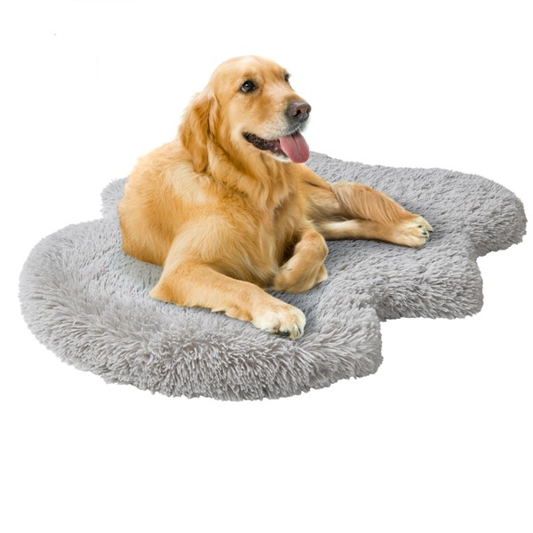 Friends Forever Friends Forever Puprug Faux Fur Orthopedic Dog Bed with Foam, Pup Faux Fur Rug with Removable Bed Cover in Grey, 30x40" PET63HM6013