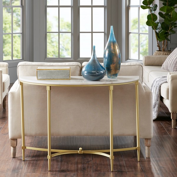 Madison Park Signature Bordeaux Console Table in White/Gold MPS120-0125