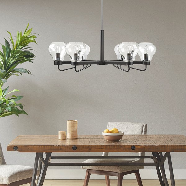 510 Design Devon 6-Light Chandelier with Bowl Shaped Glass Shades in Black 5DS150-0044