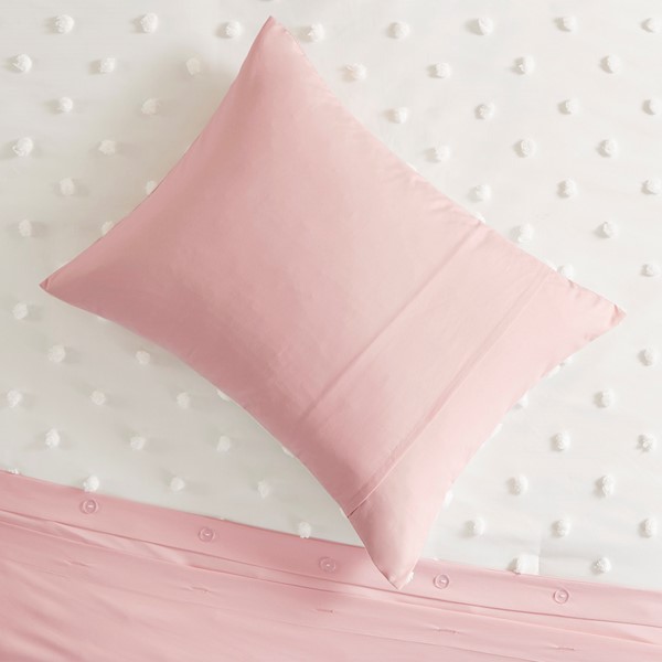 Intelligent Design Shay Colorblock Clip Jacquard Duvet Cover Set in Pink, Full/Queen ID12-2428