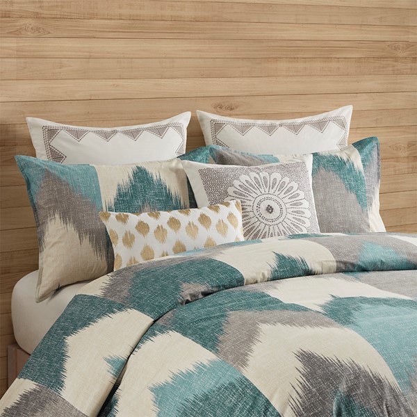 INK+IVY Alpine Cotton Duvet Cover Mini Set in Aqua, Full/Queen II12-783