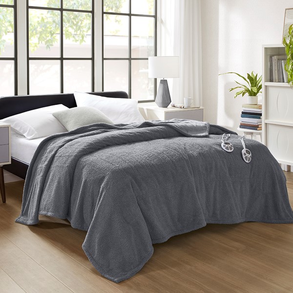 Serta Dream Soft Heated Blanket in Grey, Queen ST54-3581