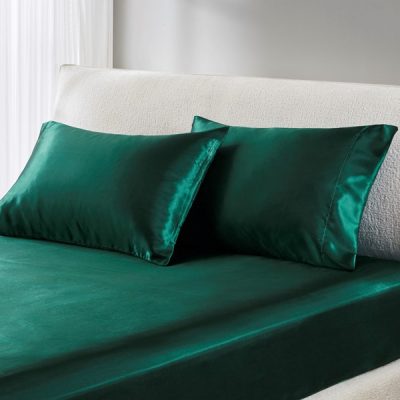 Madison Park Essentials Satin Luxury 2 PC Pillowcases in Emerald, King MPE21-1150