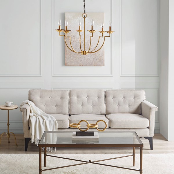 Hampton Hill Savor 6-Light Traditional Candelabra Styled Chandelier in Gold FB150-1163