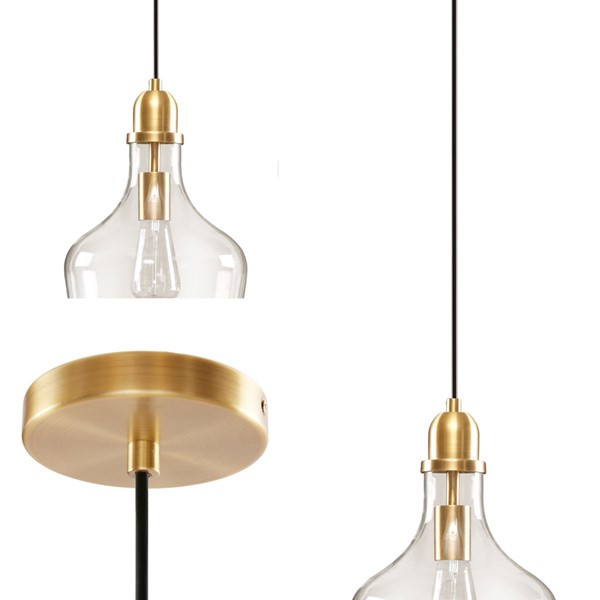 INK+IVY Auburn Bell Shaped Hanging Glass Pendant Light in Gold/Clear, Dia.9" MP151-0123