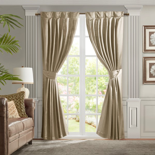 Croscill Classics Avignon Pleat Curtain Panel with Tieback (Single) in Champagne, 52x84" CCL40-0044