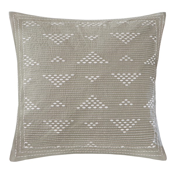 INK+IVY Cario Embroidered Square Pillow in Taupe, 18x18" II30-221