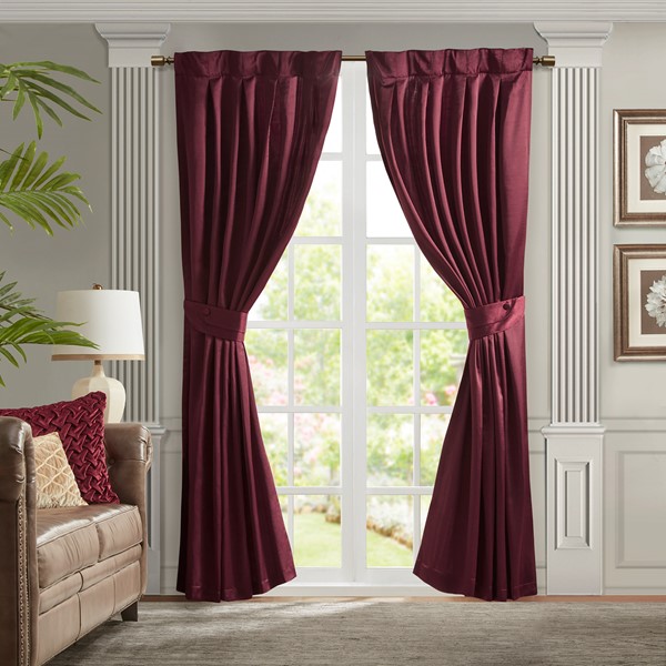 Croscill Classics Avignon Pleat Curtain Panel with Tieback (Single) in Burgundy, 52x96" CCL40-0048