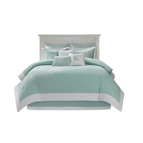 Harbor House Coastline Oversized Cotton Jacquard Comforter Set in Aqua, Full HH10-396