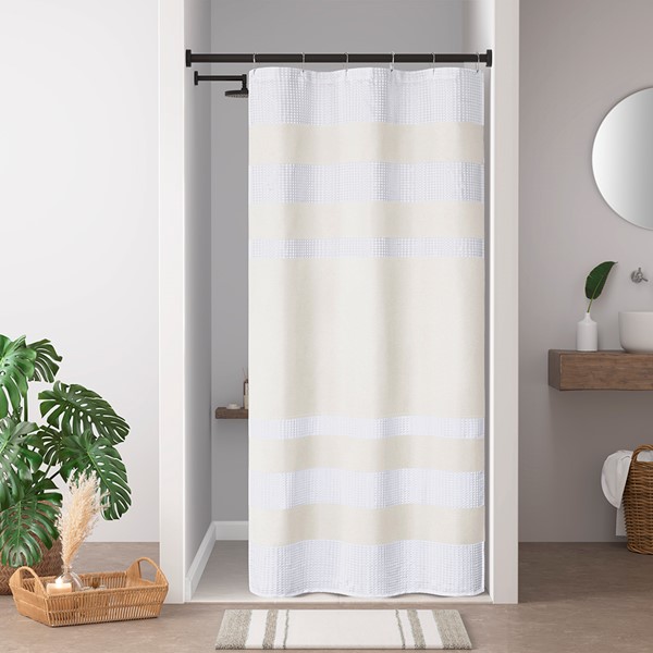 Madison Park Spa Waffle Shower Curtain with 3M Treatment in Cream, 36x72'' MP70-8561