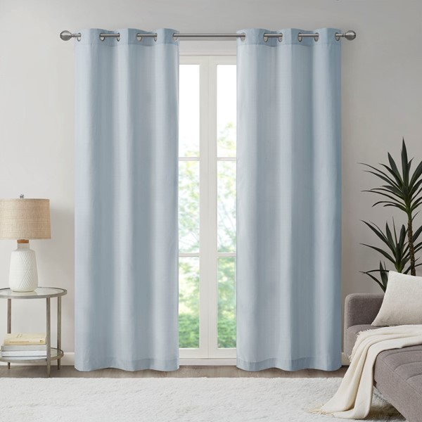 Madison Park Galen Basketweave Room Darkening Curtain Panel Pair in Blue, 2-PK 40x84" MP40-7926