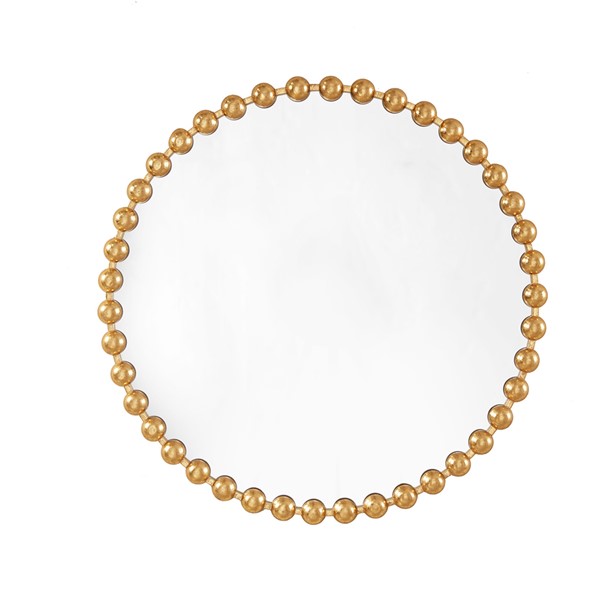 Madison Park Signature Marlowe Beaded Round Wall Mirror in Gold, 36" Dia MPS160-279