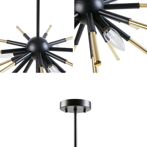 INK+IVY Ely 3-Light Spiked Chandelier in Matte Black /Gold II150-0140