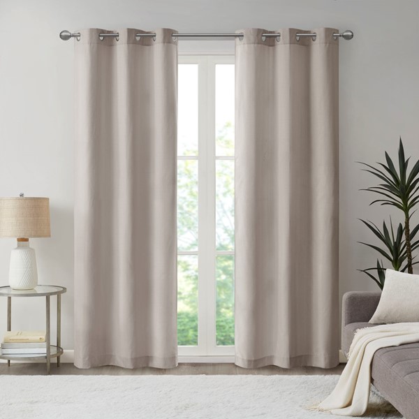 Madison Park Galen Basketweave Room Darkening Curtain Panel Pair in Taupe, 2-PK 40x84" MP40-7923