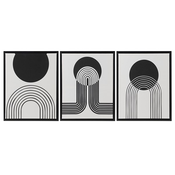 Urban Habitat Cosmic Curl 3-piece Framed Canvas Wall Art Set in Black/Taupe UH95C-0030