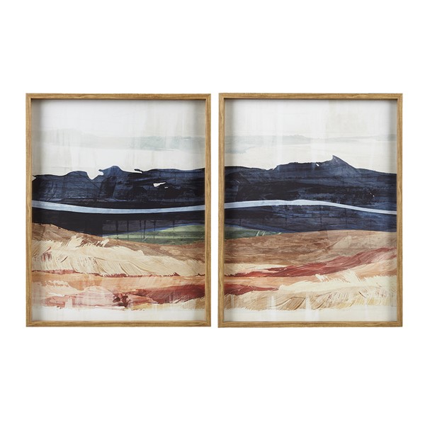 INK+IVY Dreaming Abstract Landscape Diptych 2-Piece Framed Glass Wall Art Set in Blue/Multi II95G-0156