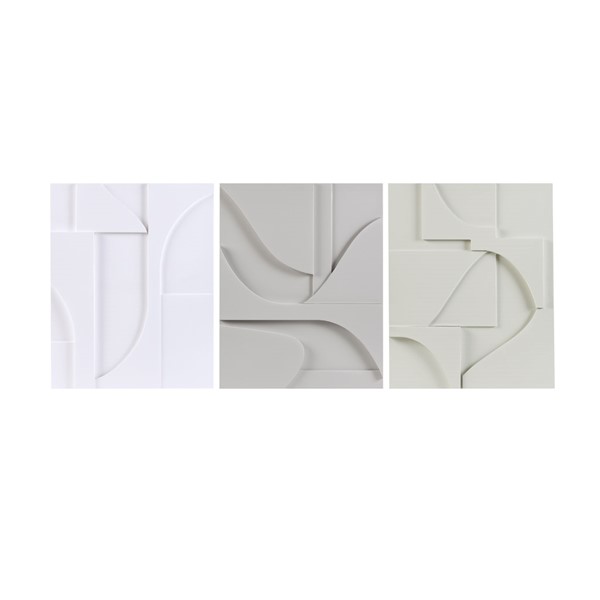 Martha Stewart Elements Geometric MDF Wood Carved Wall Decor 3 Piece Set in Neutral MT95B-0077