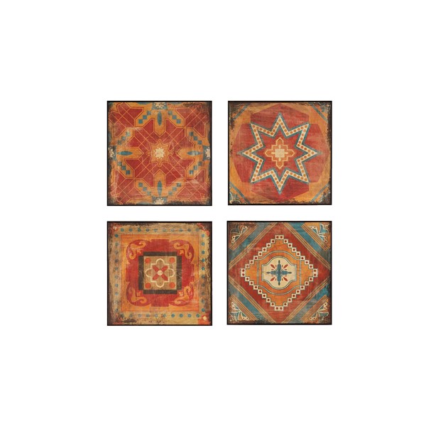 Madison Park Moroccan Tile 4-piece Framed Art Set in Red MP95A-0001