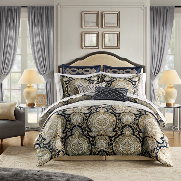 Croscill Classics Valentina 4 Piece Comforter Set in Navy, Queen CCL10-0004