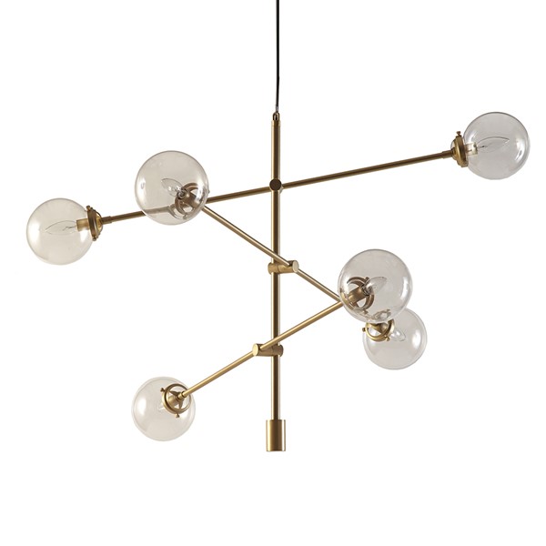 INK+IVY Cyrus 6-Globe Light Architectural Metal Chandelier in Gold II150-0011