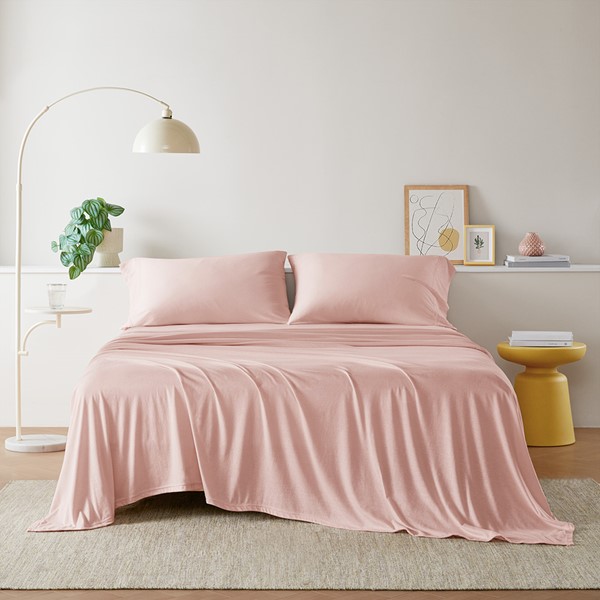 Intelligent Design Cotton Blend Jersey Knit All Season Sheet Set in Blush, Twin XL ID20-2462