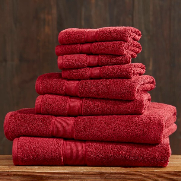 Madison Park Signature 800GSM 100% Cotton 8 Piece Towel Set in Bright Red, 8-Piece MPS73-550