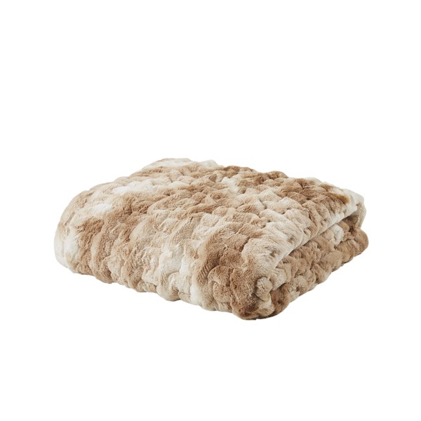 Regency Heights Ruched Faux Fur Throw in Tan, 50x60" MCH50-5676