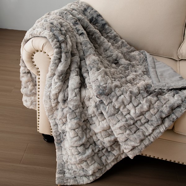 Regency Heights Ruched Faux Fur Throw in Gray, 50x60" MCH50-5675