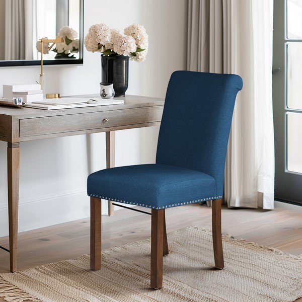 510 Design Aubrey Upholstered Dining Chair with Nailhead Trim Set of 2 in Blue 5DS108-0046