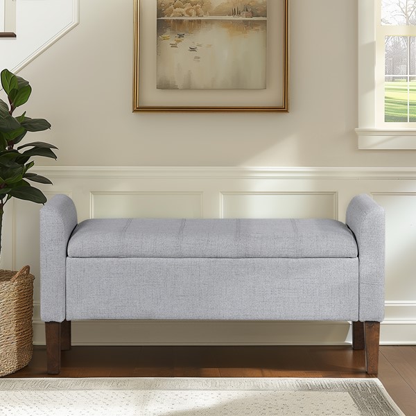 510 Design Blaire Flip-top Upholstered Storage Bench in Light Gray 5DS105-0053