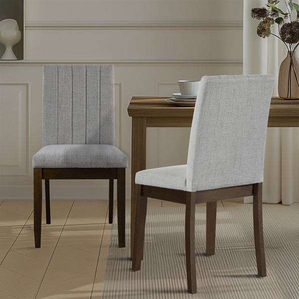 510 Design Everly Upholstered Channel-back Dining Chair Set of 2 in Light Grey 5DS108-0053