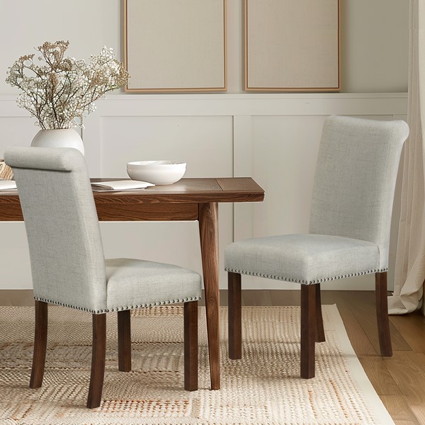 510 Design Aubrey Upholstered Dining Chair with Nailhead Trim Set of 2 in Natural 5DS108-0044