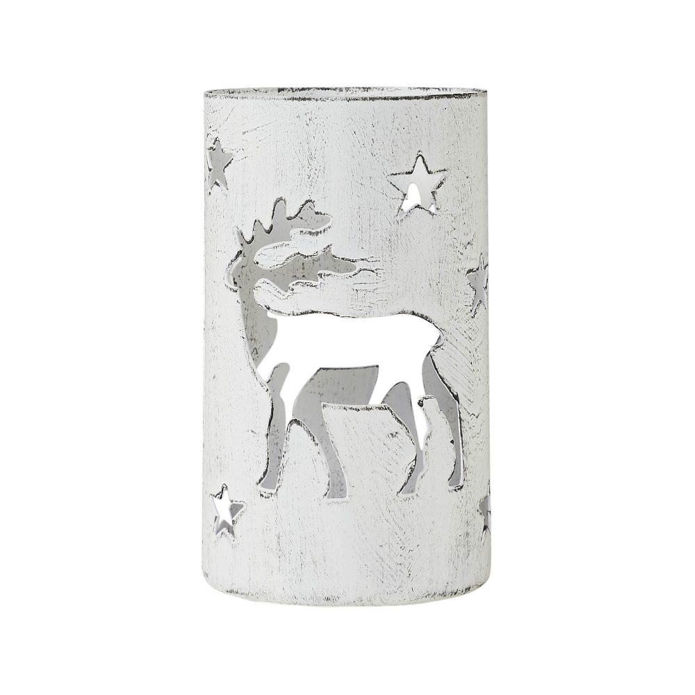 Votive Candle Holder Reindeer White 4.25x2.75x2.75