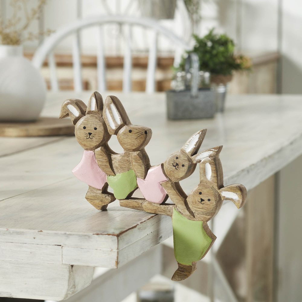 Bunny Hop Wooden Bunnies Playtime Natural 7x9.5x1