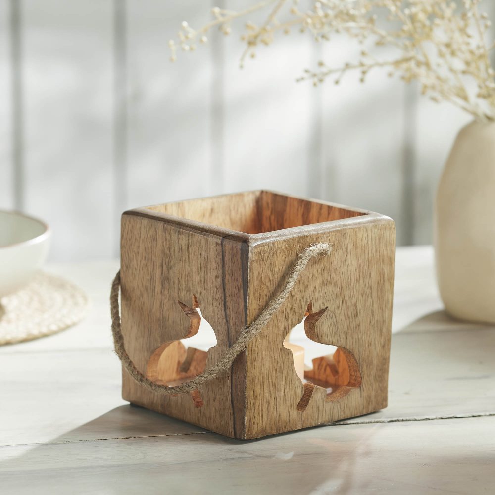 Bunny Hop Wooden Bunny Cutout Box w/ Twine 4.75x5x5