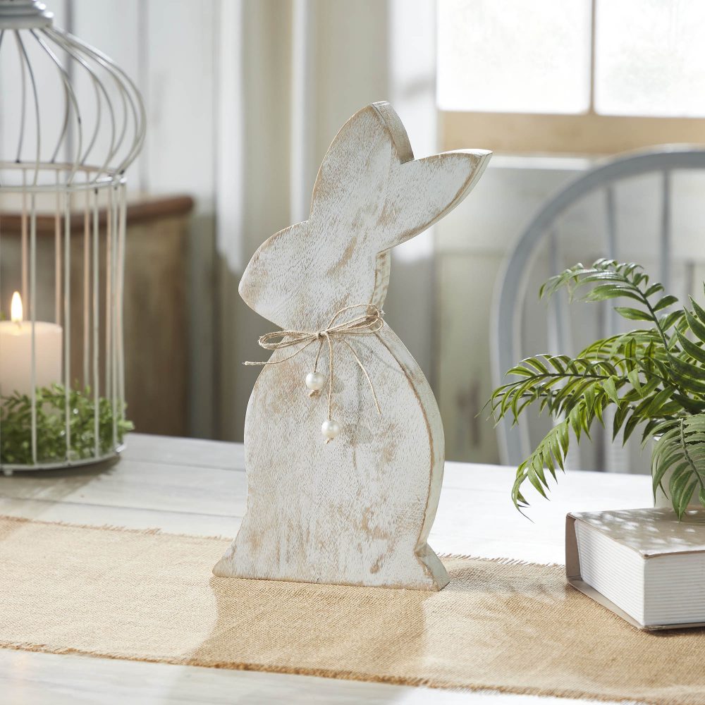 Spring In Bloom Wooden Upright Bunny Silhouette w/ Twine 13.75x6.75x1.5