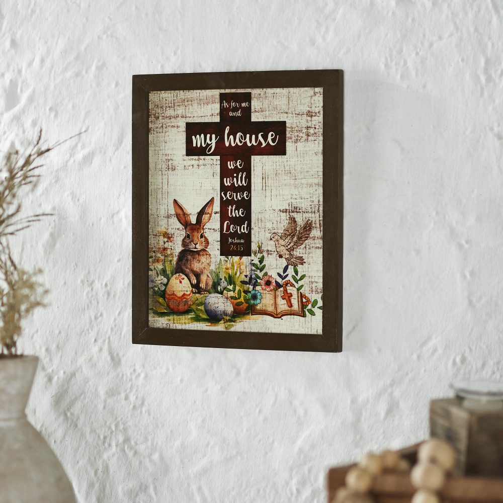 Bunny Hop Joshua 24:15 Cross MDF Wall Sign 12x10x0.5