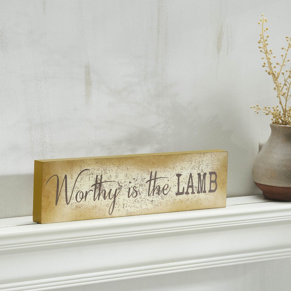 Celebrate Grace Worthy Is The Lamb MDF Wall Sign 4x15x1