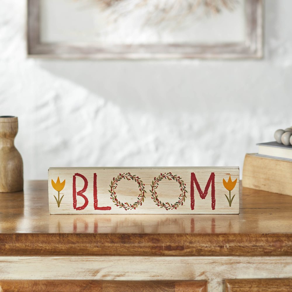 Spring In Bloom Tulips & BLOOM MDF Wall Sign 3x12x0.75