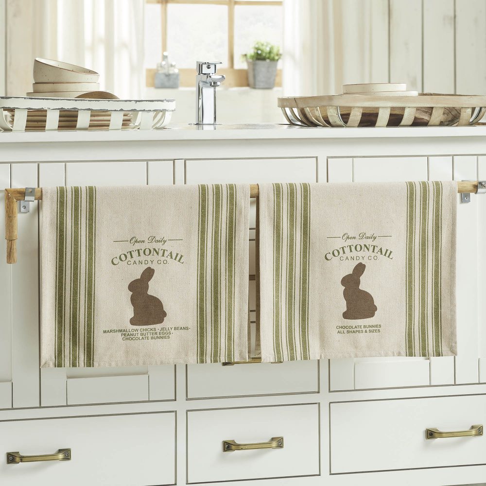 Bunny Hop Cottontail Candy Co Tea Towel Set of 2 16x28